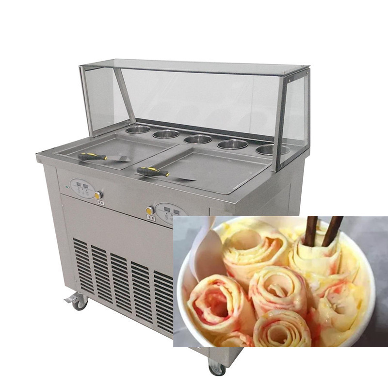 Hot Sell Double Pan Yogurt Machine Fried Ice Cream Machine Roll Yogurt Ice Cream Machine