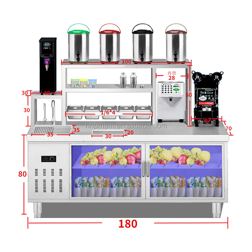 Direct Selling 1.8m Bar Counter Classic Design Bubble Tea Working Station Juice Bar Counter for Sale