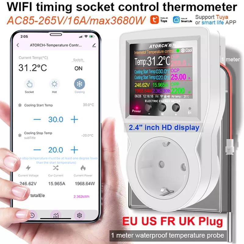 Wifi smart socket mobile phone wireless remote control switch power meter tester digital voltmeter timer socket