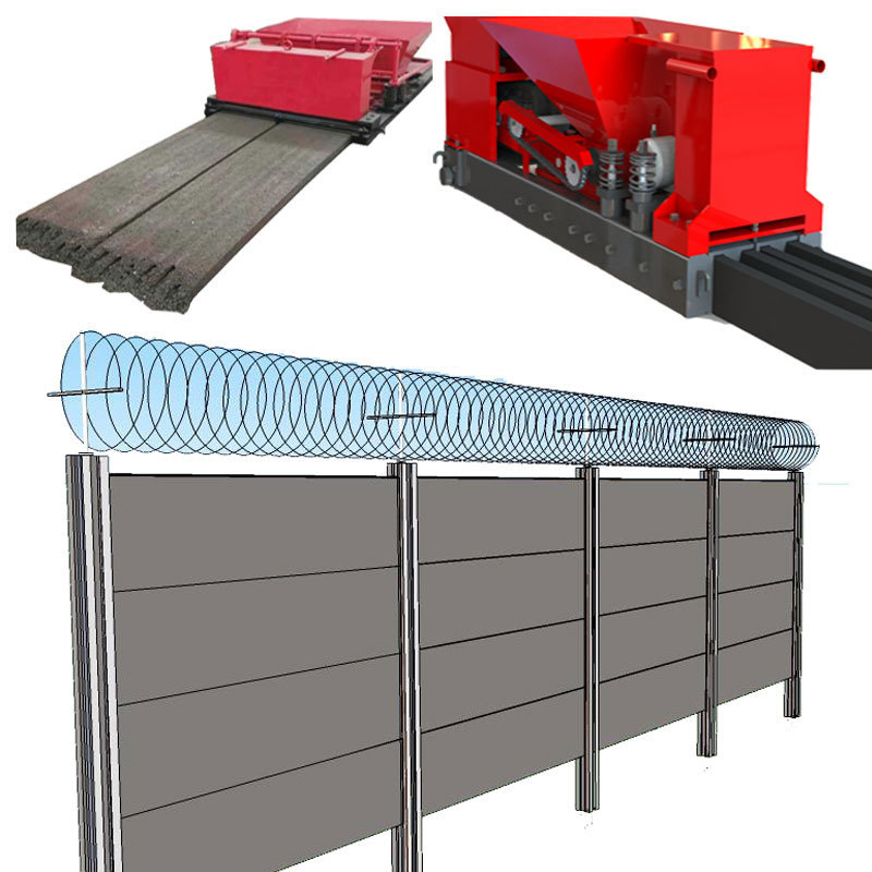 Precast concrete fence wall machine making two lines of wall panels in one go