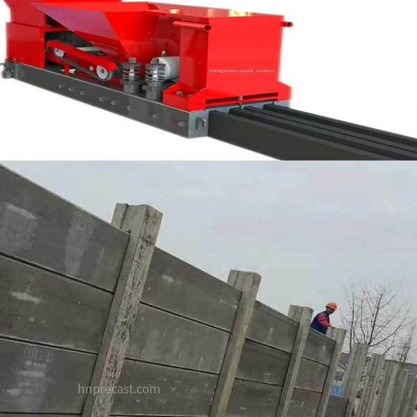 Precast concrete fence wall machine making two lines of wall panels in one go