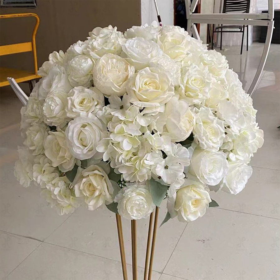 Promise white silk flower kissing ball for wedding centerpiece decorative