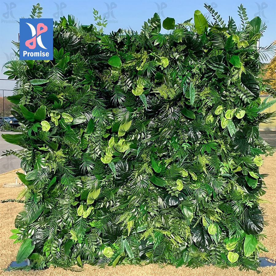 Promise Whosale PE Plastic Green Grass Panel on Sale Artificial Plant Privacy Plant Flower Wall for Garden Decoration