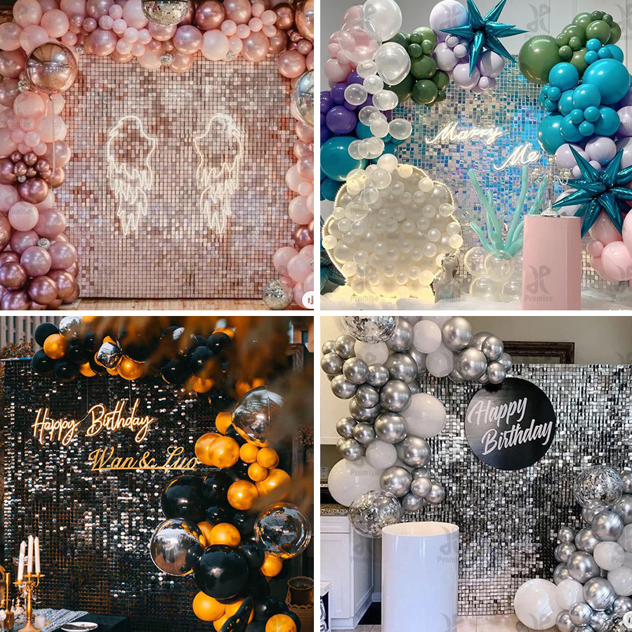 Promise Stunning Iridescent Gold Mirror Sequin Shimmer Wall Backdrop