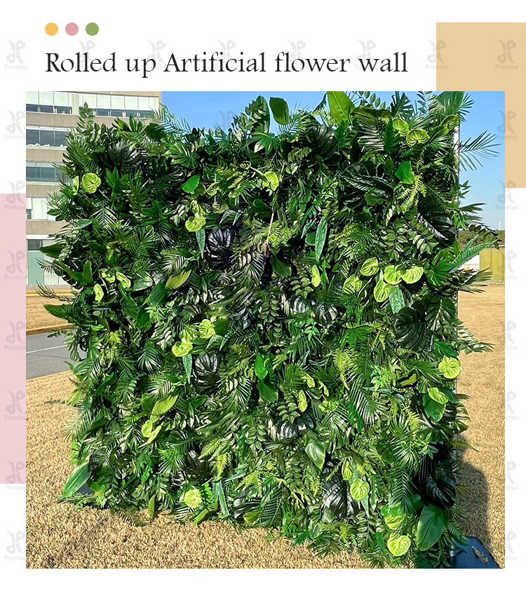 Promise Whosale PE Plastic Green Grass Panel on Sale Artificial Plant Privacy Plant Flower Wall for Garden Decoration