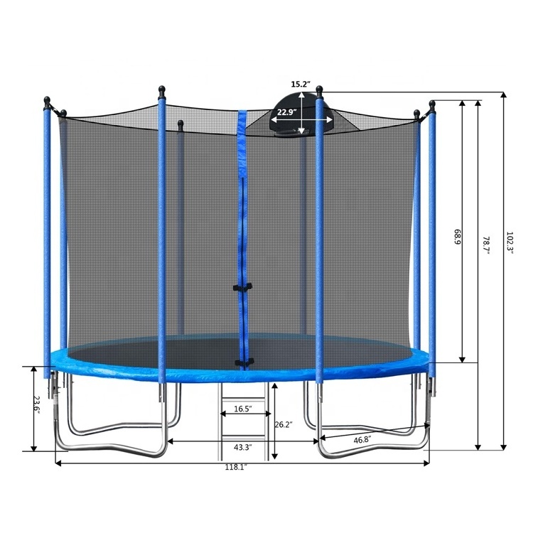 10 FT Trampoline With Safe Enclosure Net Outdoor Fitness Trampoline With Waterproof Covers Kids Jumping Trampoline