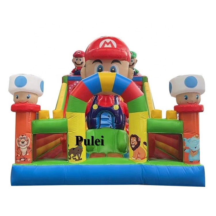 Inflatable Kids Playground With Air Pump Super Mario Inflatable Dry Slide Large Adult Inflatable Water Park Slide For Party