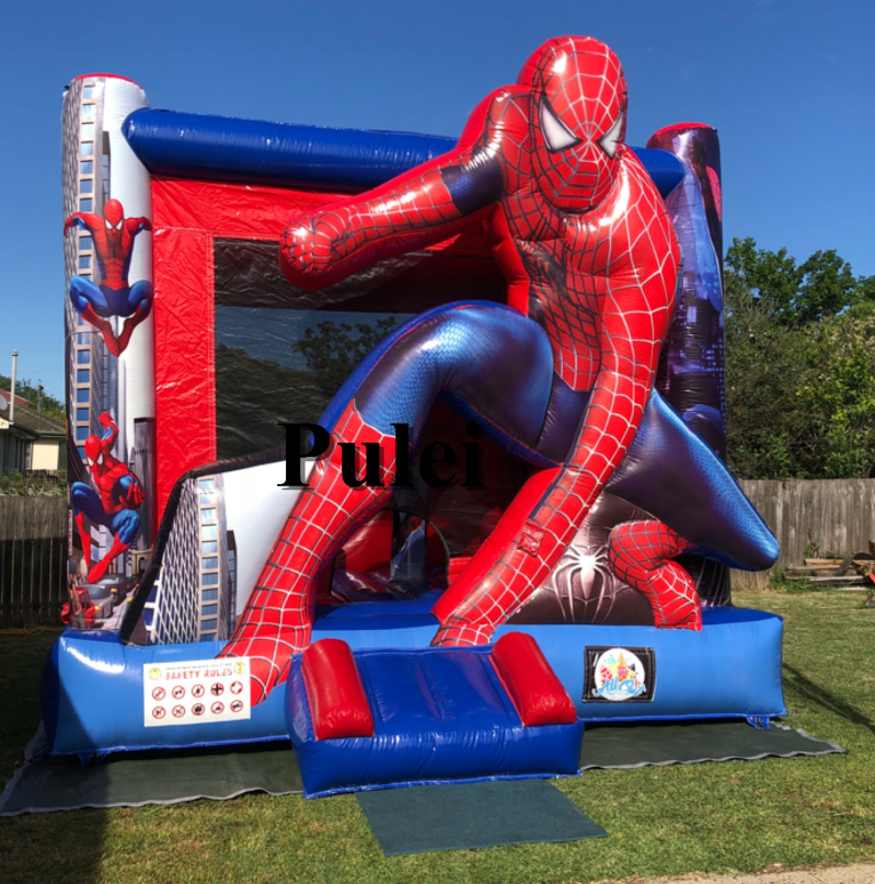 Outdoor Commercial Kid Small Obstacle Toboggan Gonflable Combo Bouncer Slide Jumper Spiderman Inflatable Castle Bounce House