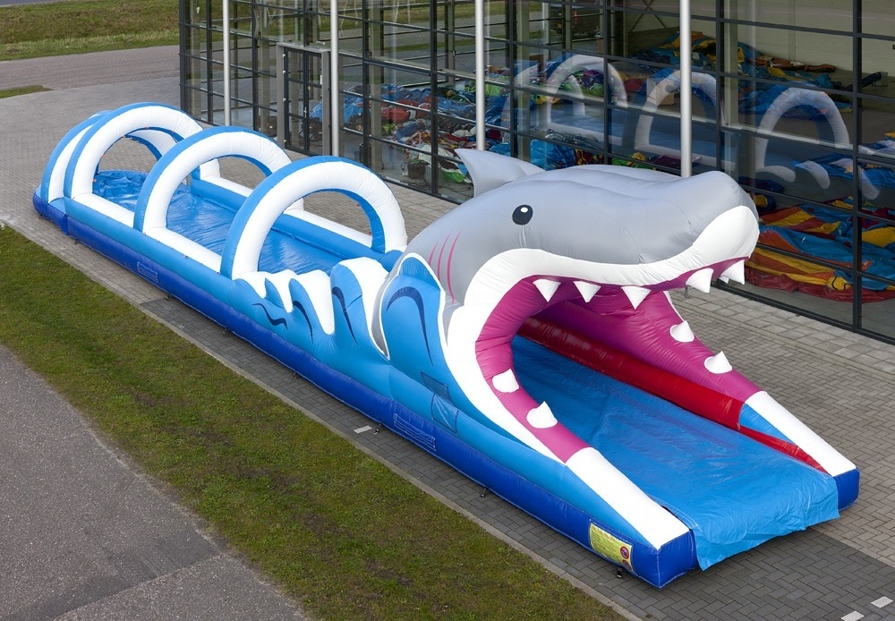 Amusement park water play game inflatable shark water slide jumping bouncy  inflatable jumping castle water with best price