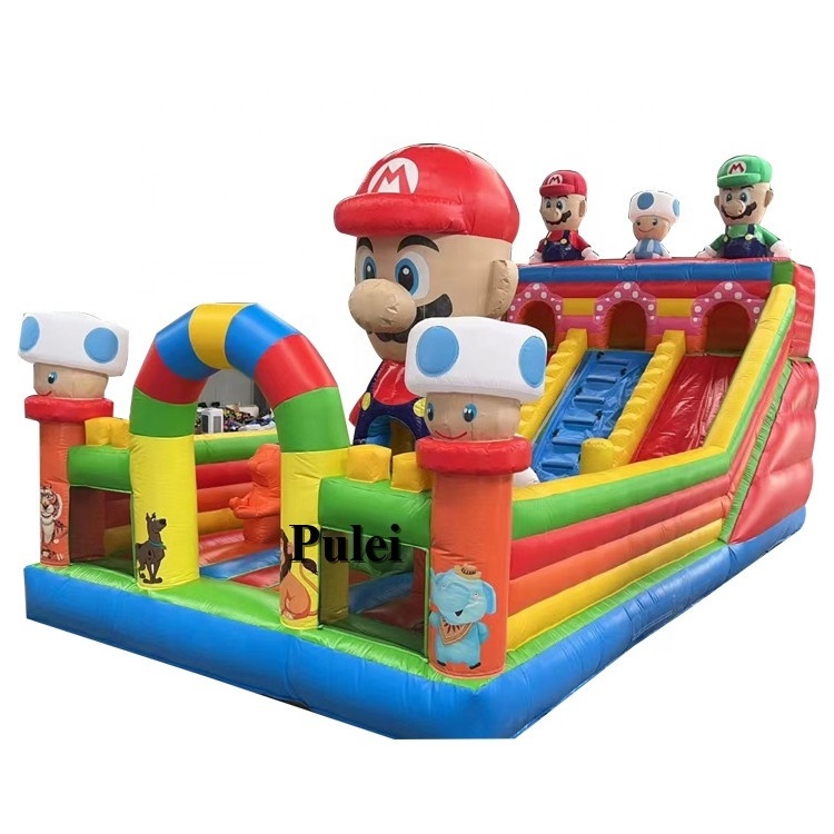 Inflatable Kids Playground With Air Pump Super Mario Inflatable Dry Slide Large Adult Inflatable Water Park Slide For Party