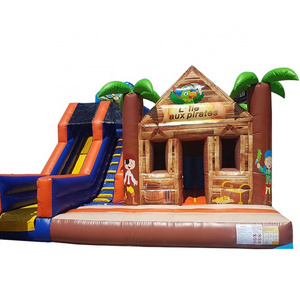 Commercial Adults Kids Pirate Inflatable Jumper Bouncy Castle With Big Slide Cheap Inflatable Slider Bounce House Combo For Hire