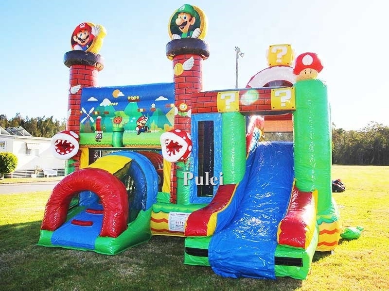 Super Mario Brothers Inflatable Combo Commercial Kids Jumping Castle Inflatable Bouncer Slide Inflatable Bouncy Castle Slides