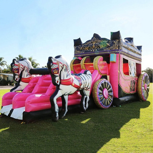 Popular cinderella carriage inflatable castle slide combo bounce house jumping castle for rent