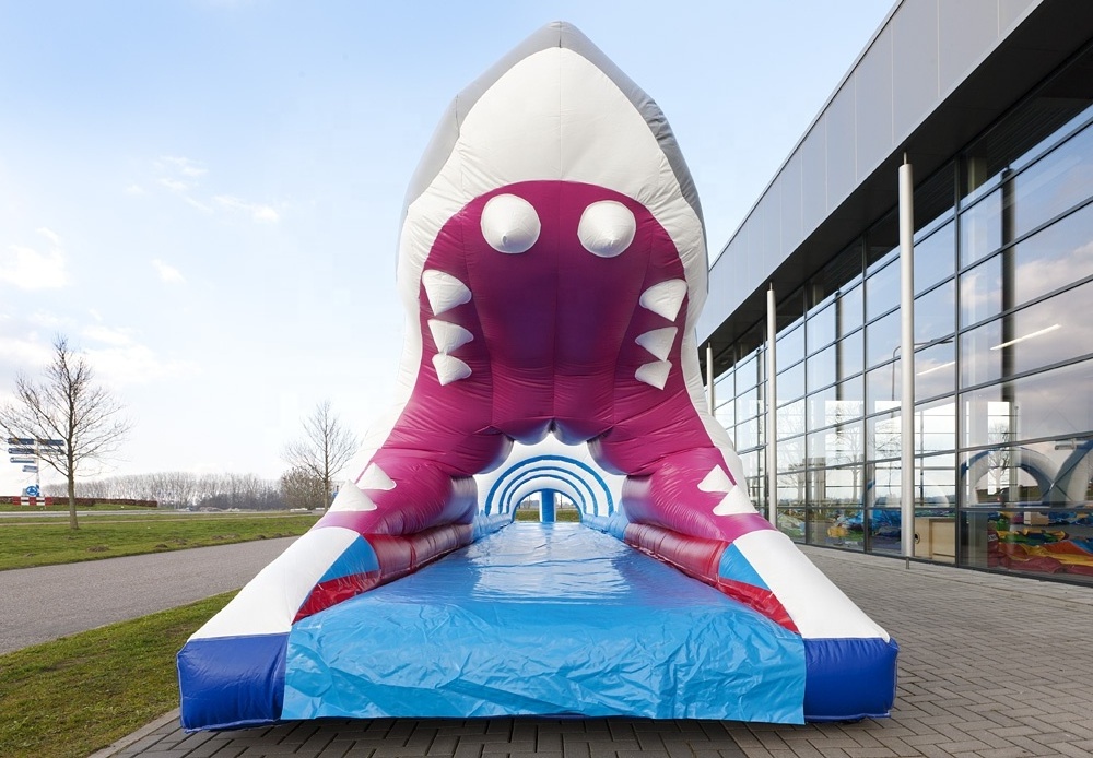 Amusement park water play game inflatable shark water slide jumping bouncy  inflatable jumping castle water with best price