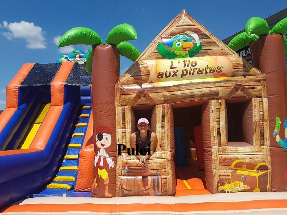 Commercial Adults Kids Pirate Inflatable Jumper Bouncy Castle With Big Slide Cheap Inflatable Slider Bounce House Combo For Hire