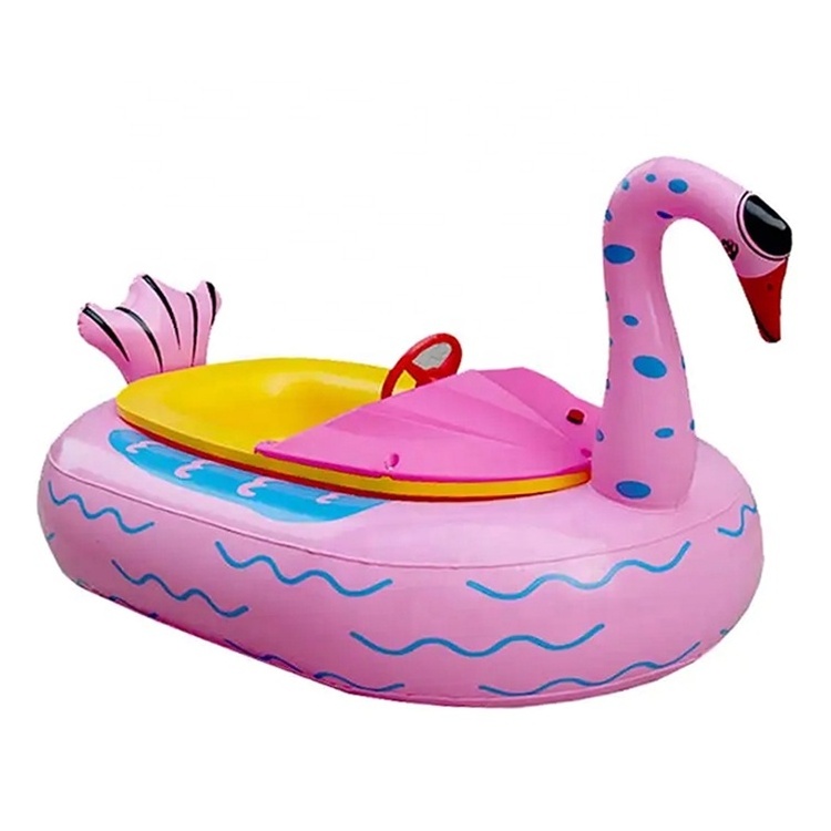 New Customized Water Motorized Pink Swan Inflatable Electric Bumper Boat Water Toys Portable Ride On Toy Boat For Kid and Adult