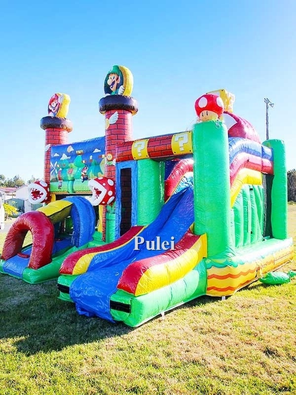 Super Mario Brothers Inflatable Combo Commercial Kids Jumping Castle Inflatable Bouncer Slide Inflatable Bouncy Castle Slides