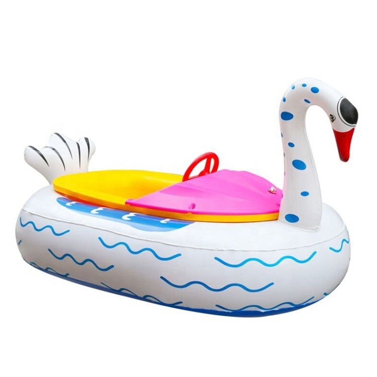 New Customized Water Motorized Pink Swan Inflatable Electric Bumper Boat Water Toys Portable Ride On Toy Boat For Kid and Adult