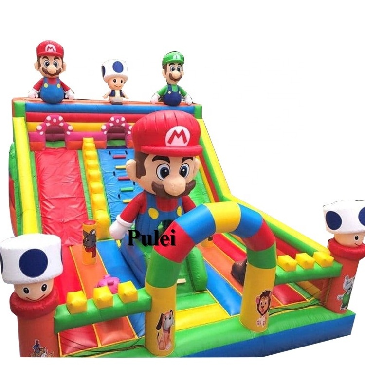 Inflatable Kids Playground With Air Pump Super Mario Inflatable Dry Slide Large Adult Inflatable Water Park Slide For Party