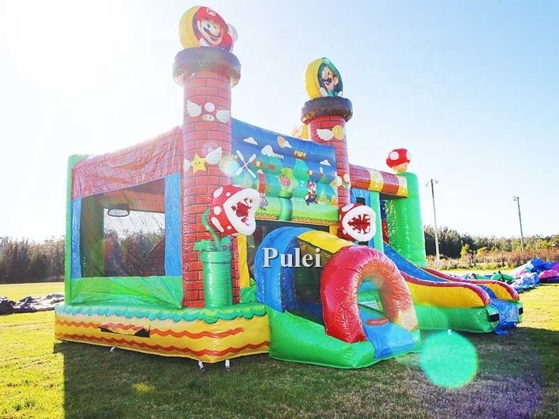 Super Mario Brothers Inflatable Combo Commercial Kids Jumping Castle Inflatable Bouncer Slide Inflatable Bouncy Castle Slides