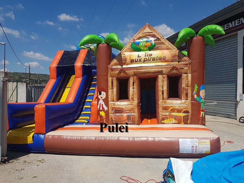 Commercial Adults Kids Pirate Inflatable Jumper Bouncy Castle With Big Slide Cheap Inflatable Slider Bounce House Combo For Hire