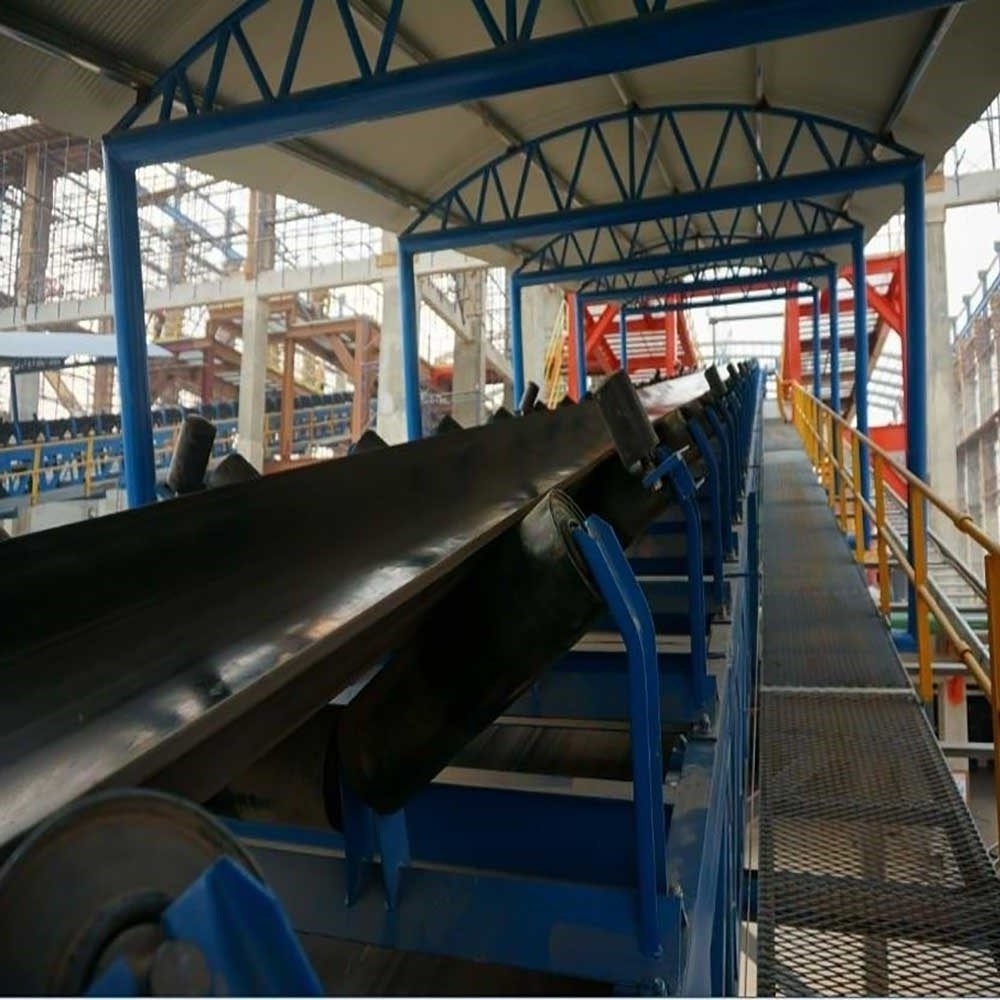 Tubular Structure Flat Belt Conveyor Machinery For Stone Making Production Line