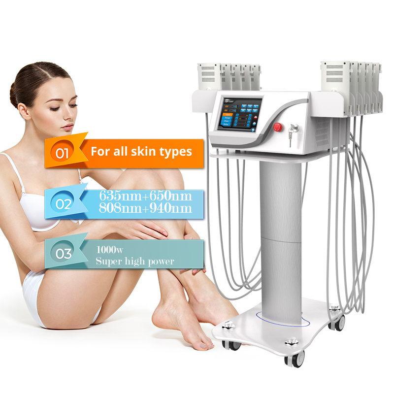 U-Curve strawberry lipo cavitation machine laser slimming 4d machine 635+650nm/808+950nm with 8 big pads +4 small pads