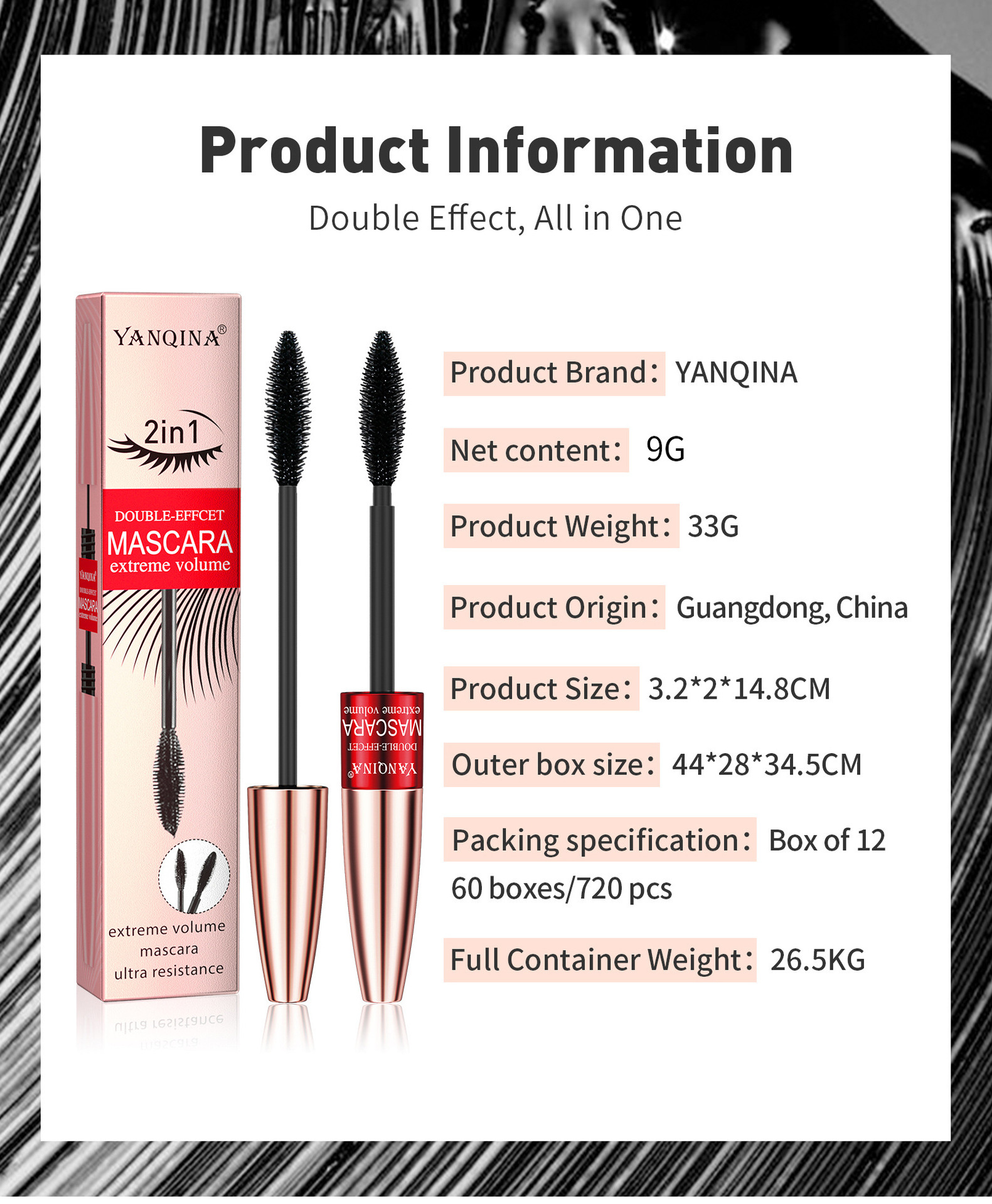 Customizable Label Double-effect Thick Curling Mascara Two-Head Makeup No Fading  Waterproof Long-lasting Lash Growth Mascara