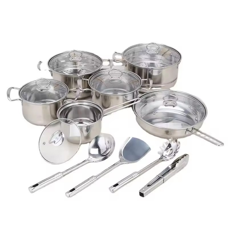 18pcs Cooingk Pots and Pans Kitchenware Stainless Steel Cookware Sets juego de ollas casseroles