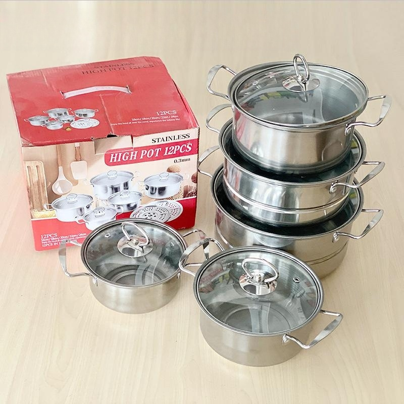 2023 New Arrival Stainless Steel 10pcs Non Stick Kitchenware Hot Pot Sets Cookware Sets Cooking Pot Set