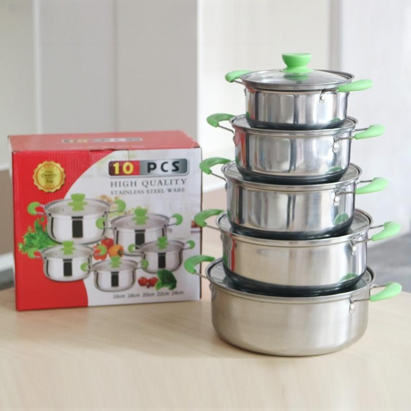 Europe Style Color Cookware set Stainless steel milk pot soup pot gold handle non-stick cookware