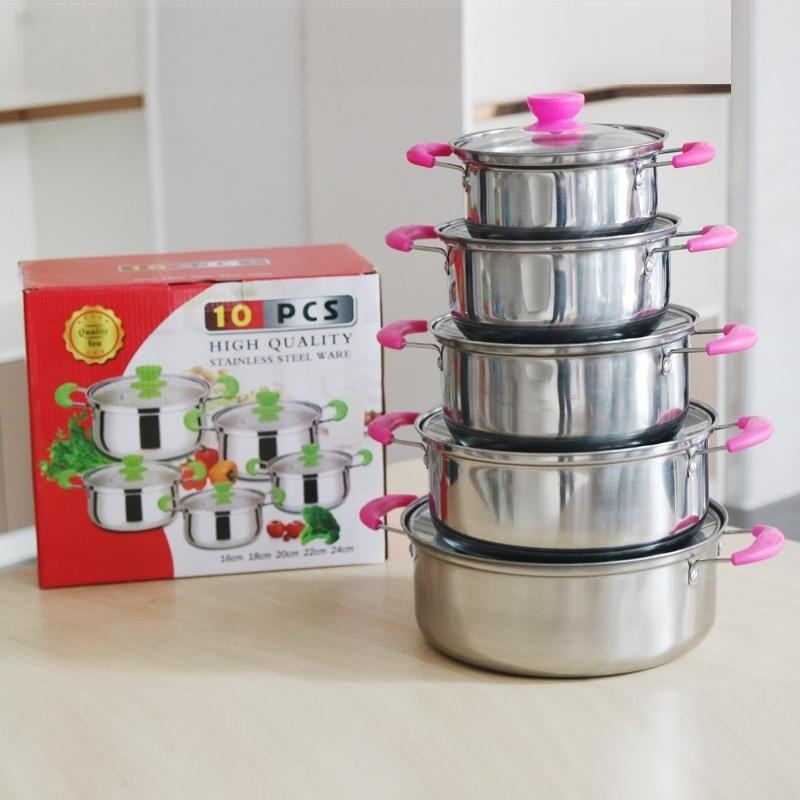 Europe Style Color Cookware set Stainless steel milk pot soup pot gold handle non-stick cookware