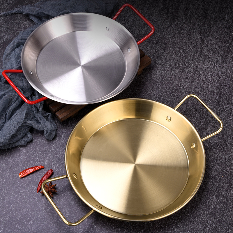 Stainless Steel 20cm to 40cm Red Handle Frying Seafood Paella Pan