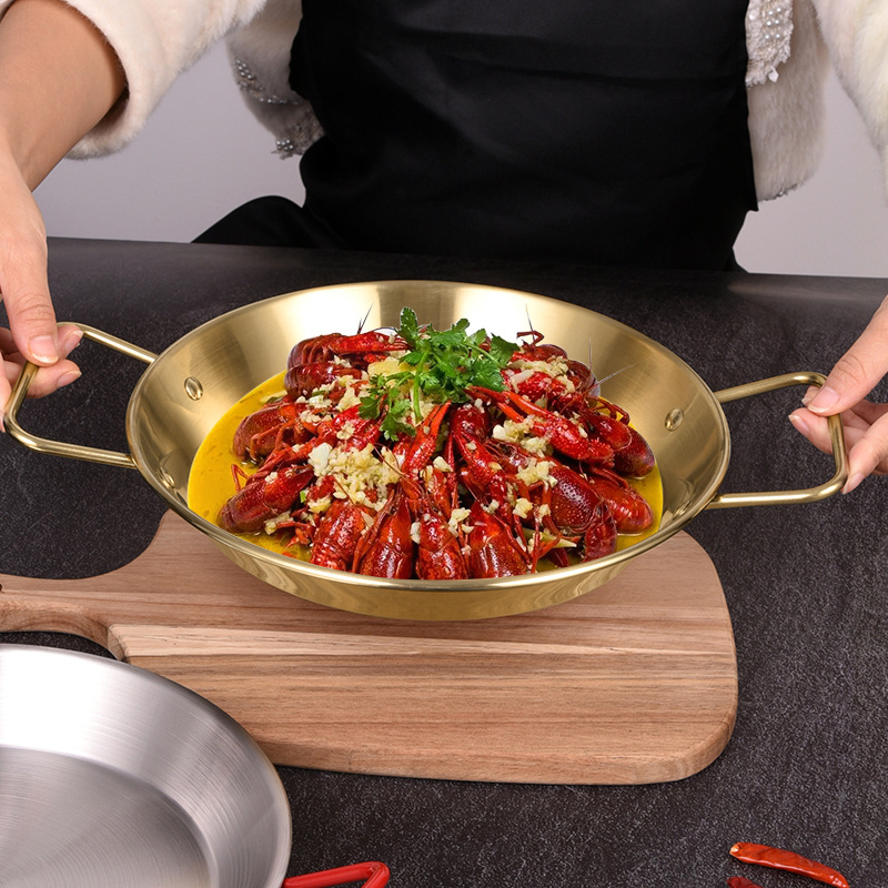 Stainless Steel 20cm to 40cm Red Handle Frying Seafood Paella Pan