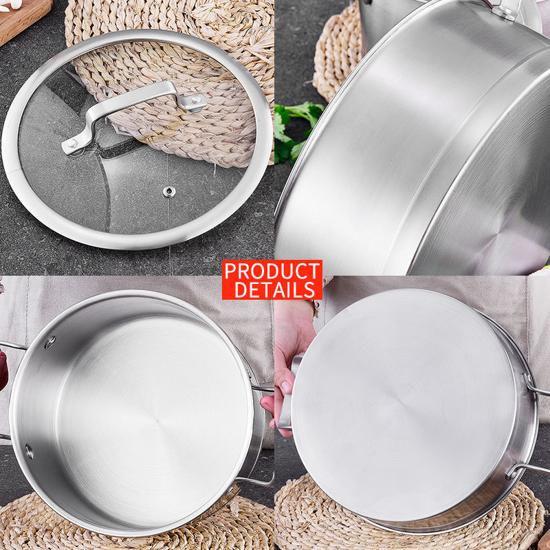 High Quality stainless steel induction or gas kitchen cooking pot pans frying pan cookware set casserole insulated