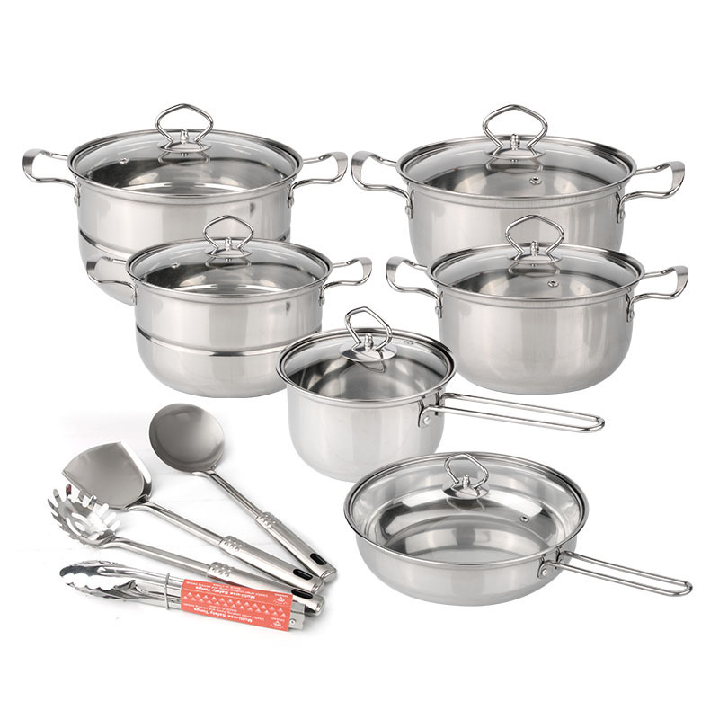 18pcs Cooingk Pots and Pans Kitchenware Stainless Steel Cookware Sets juego de ollas casseroles