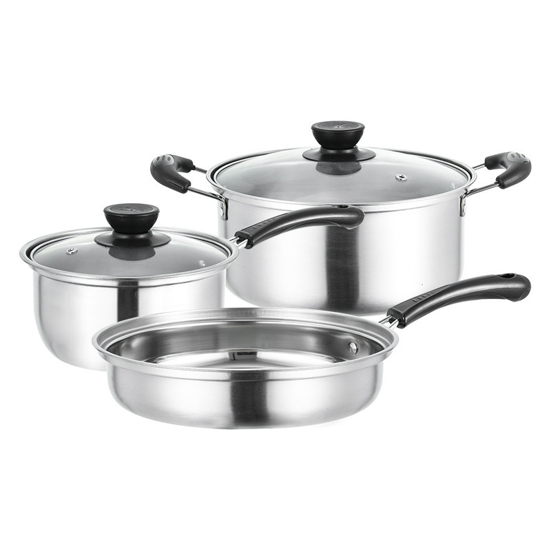 3 Pieces Kitchen Cookware Set Pots and Pans Kitchen Accessories Tools Cookware Set Triply Stainless Steel Cookware