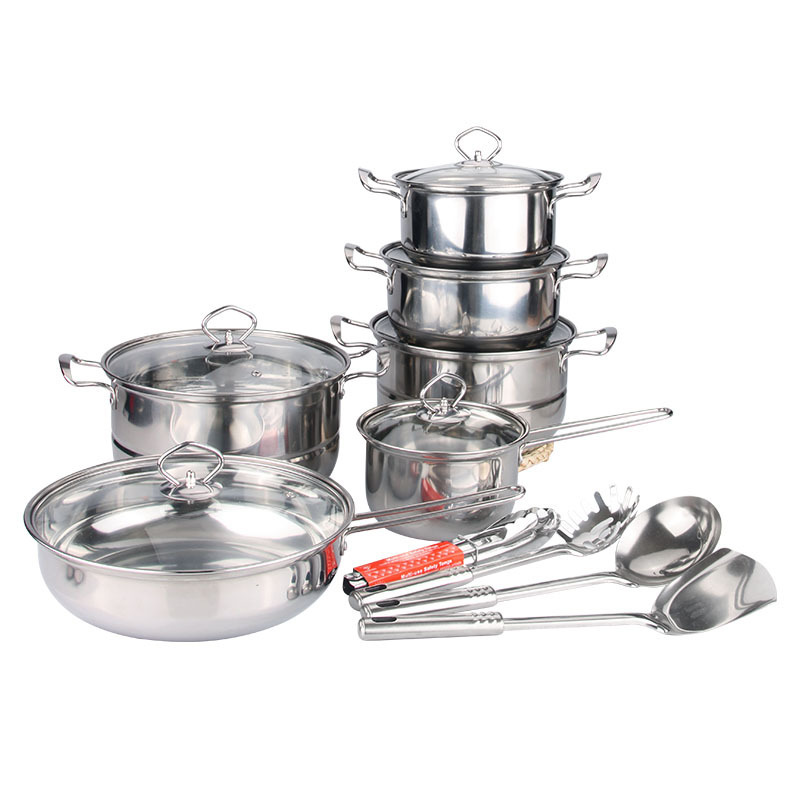 18pcs Cooingk Pots and Pans Kitchenware Stainless Steel Cookware Sets juego de ollas casseroles