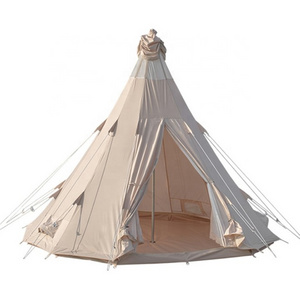 Luxury hotel glamping tent canvas bell tent 3M for Sale Teepee Yurt Camping Tent with Mosquito Screen Door and Window