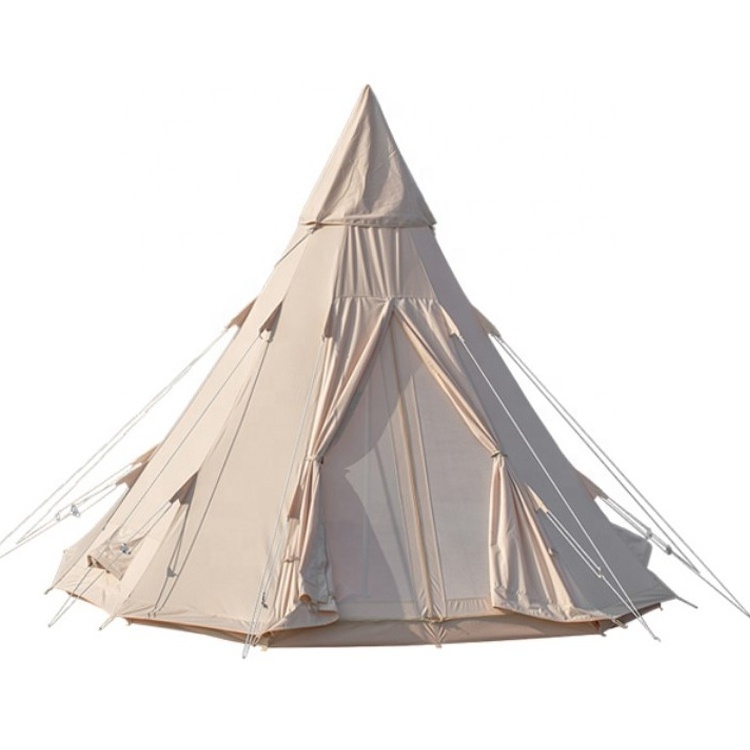 Luxury hotel glamping tent canvas bell tent 3M for Sale Teepee Yurt Camping Tent with Mosquito Screen Door and Window