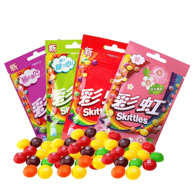 CHina hot selling 45g Exotic Snacks Multi Color Mixed Fruit Flavor Skittl/e Fruit Candy