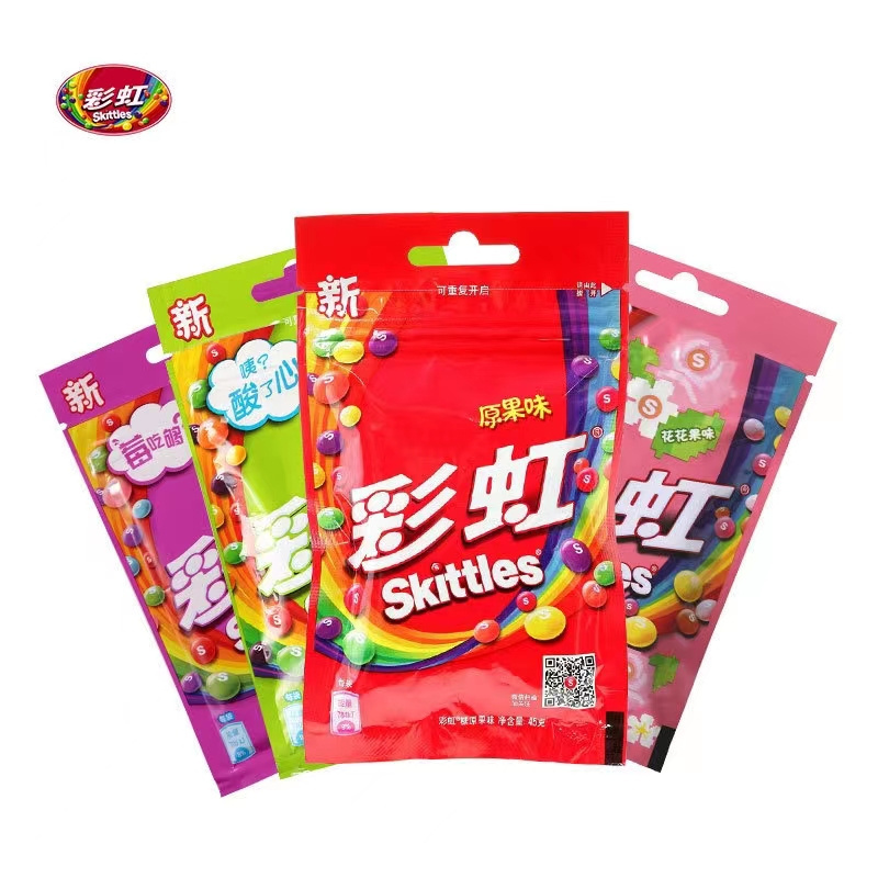 CHina hot selling 45g Exotic Snacks Multi Color Mixed Fruit Flavor Skittl/e Fruit Candy