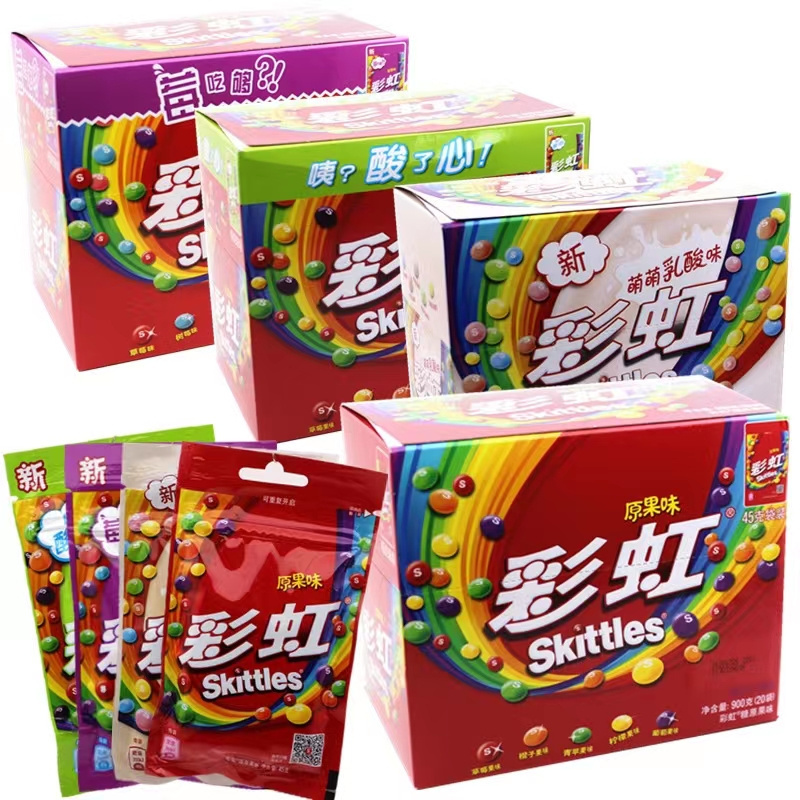 CHina hot selling 45g Exotic Snacks Multi Color Mixed Fruit Flavor Skittl/e Fruit Candy