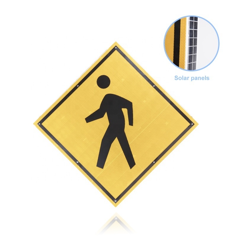 School zone crossings pedestrian crosswalks solar powered warning road signs