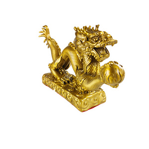 Chinese traditional lucky handicraft dragon products ornaments fengshui statue brass golden dragon ornaments with high