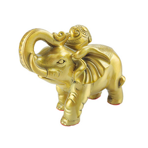 Manufacture Christmas art table top decoration modern handicraft gold color elephant copper statues home decor sculpture