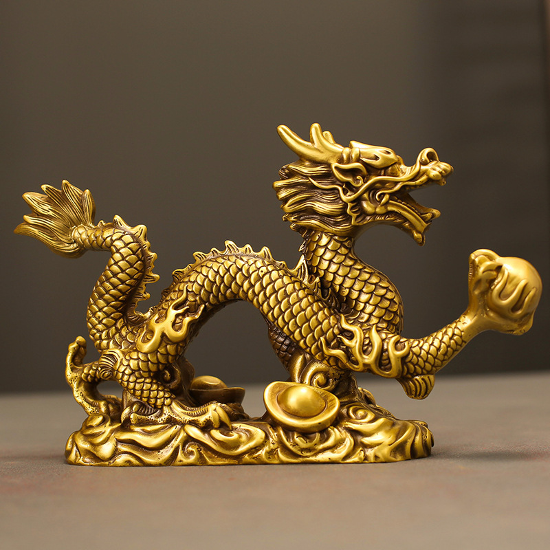 Fengshui ornaments Handicraft golden dragon copper golden fengshui dragon ornaments with good price