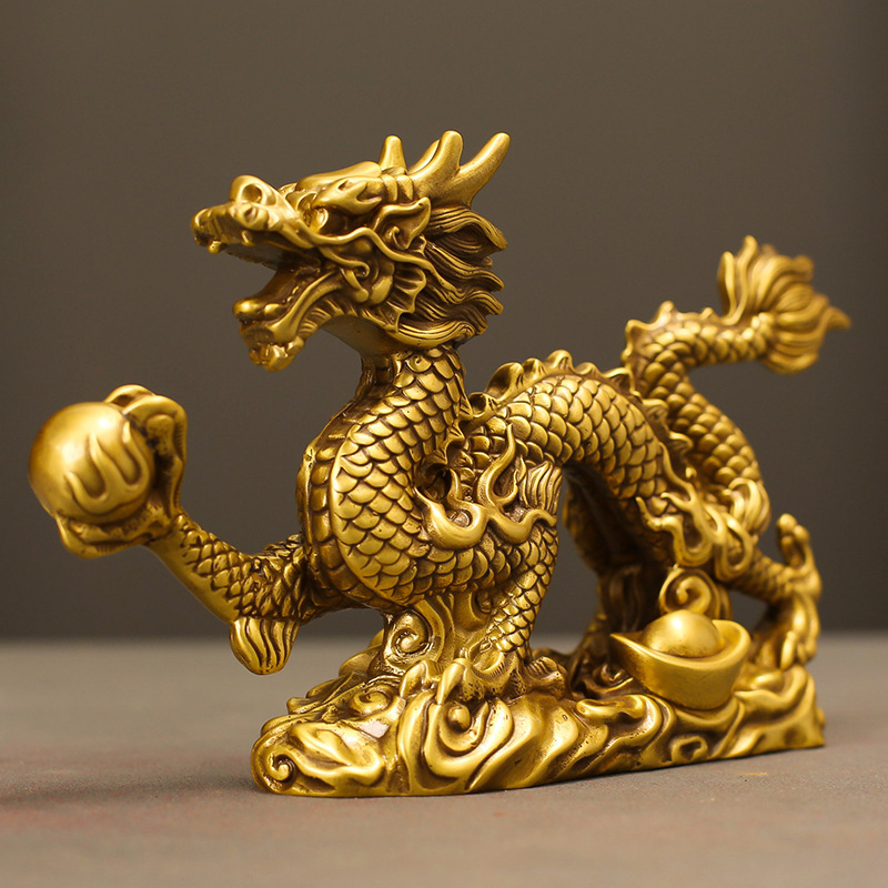 Fengshui ornaments Handicraft golden dragon copper golden fengshui dragon ornaments with good price