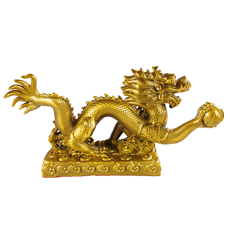 Chinese fengshui ornaments decoration handicraft brass golden dragon home fengshui products golden dragon