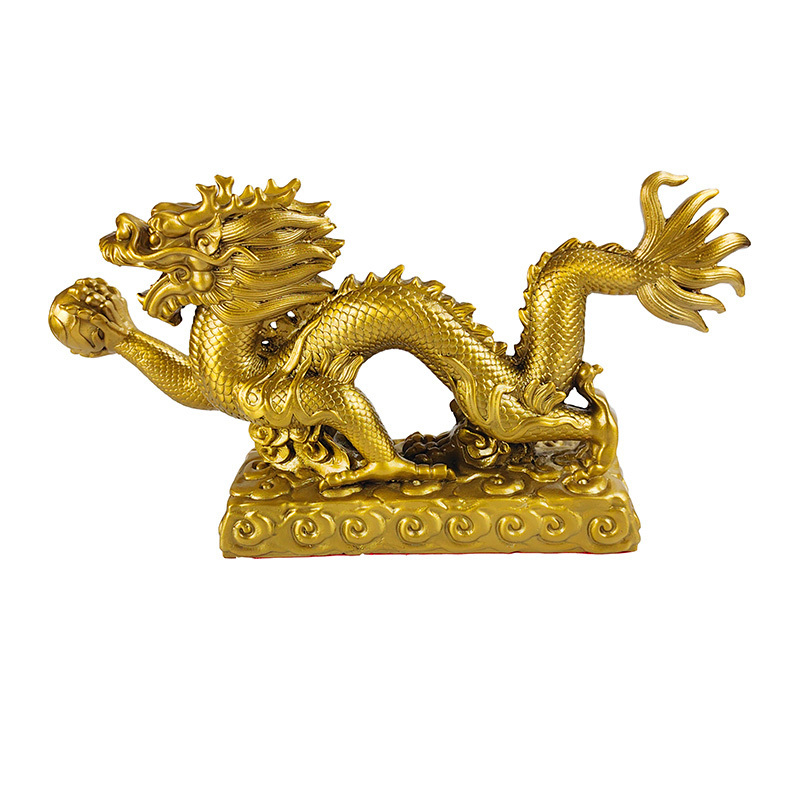 Chinese traditional lucky handicraft dragon products ornaments fengshui statue brass golden dragon ornaments with high